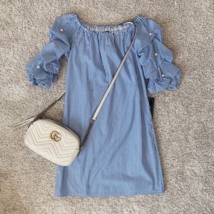 Striped Dress with Puff Sleeve